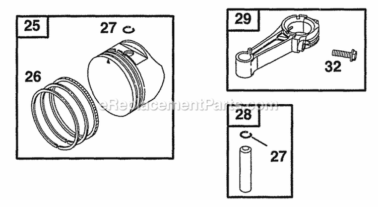 Piston Grp Diagram and Parts List for 12S802-0844-01  Briggs and Stratton Engine